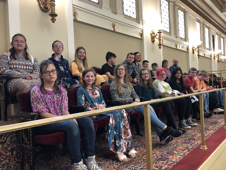 5th & 6th grade sitting in as guests during a state senate meeting